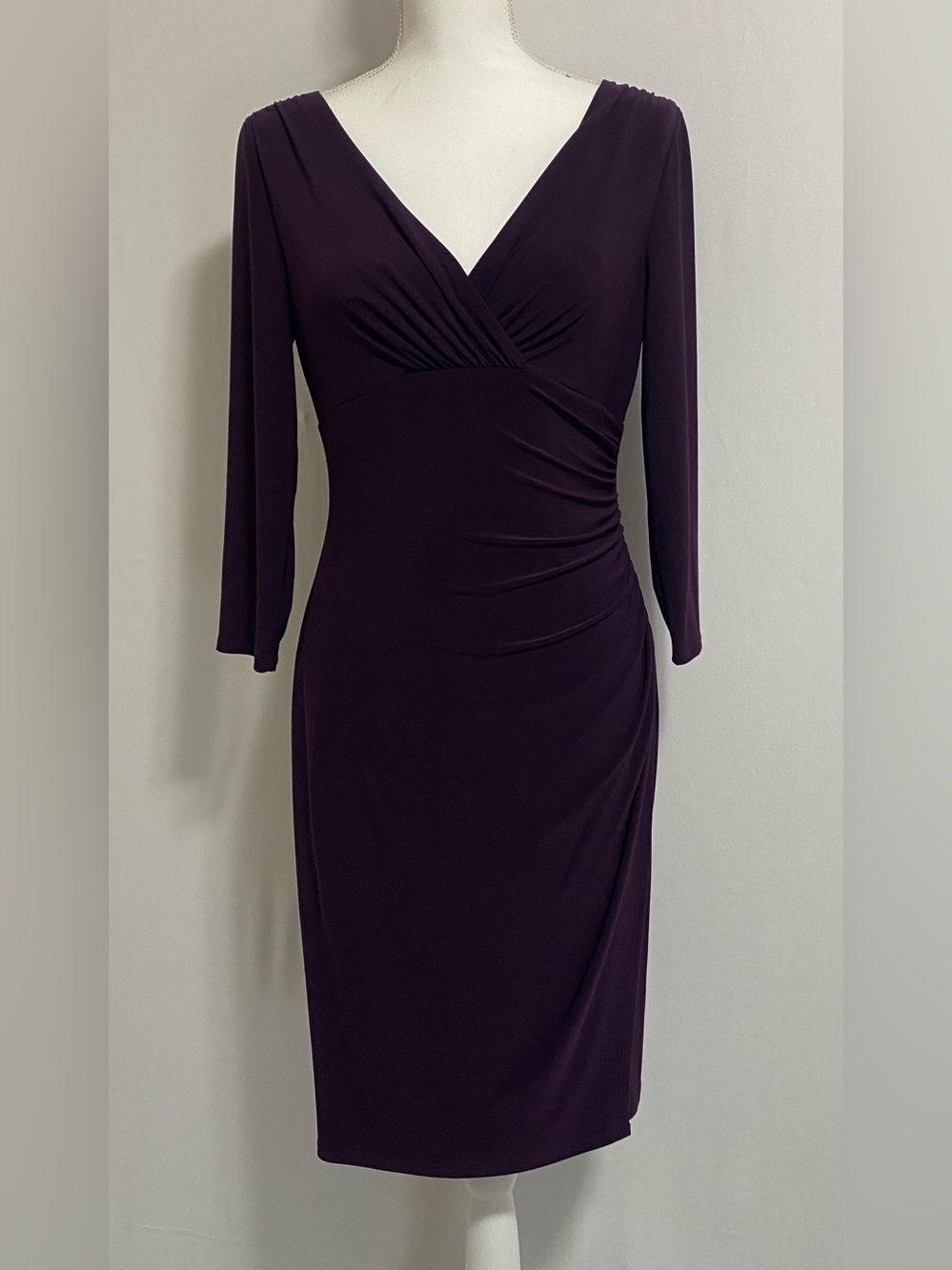 Ralph Lauren Plum Wrap-Effect Midi Dress